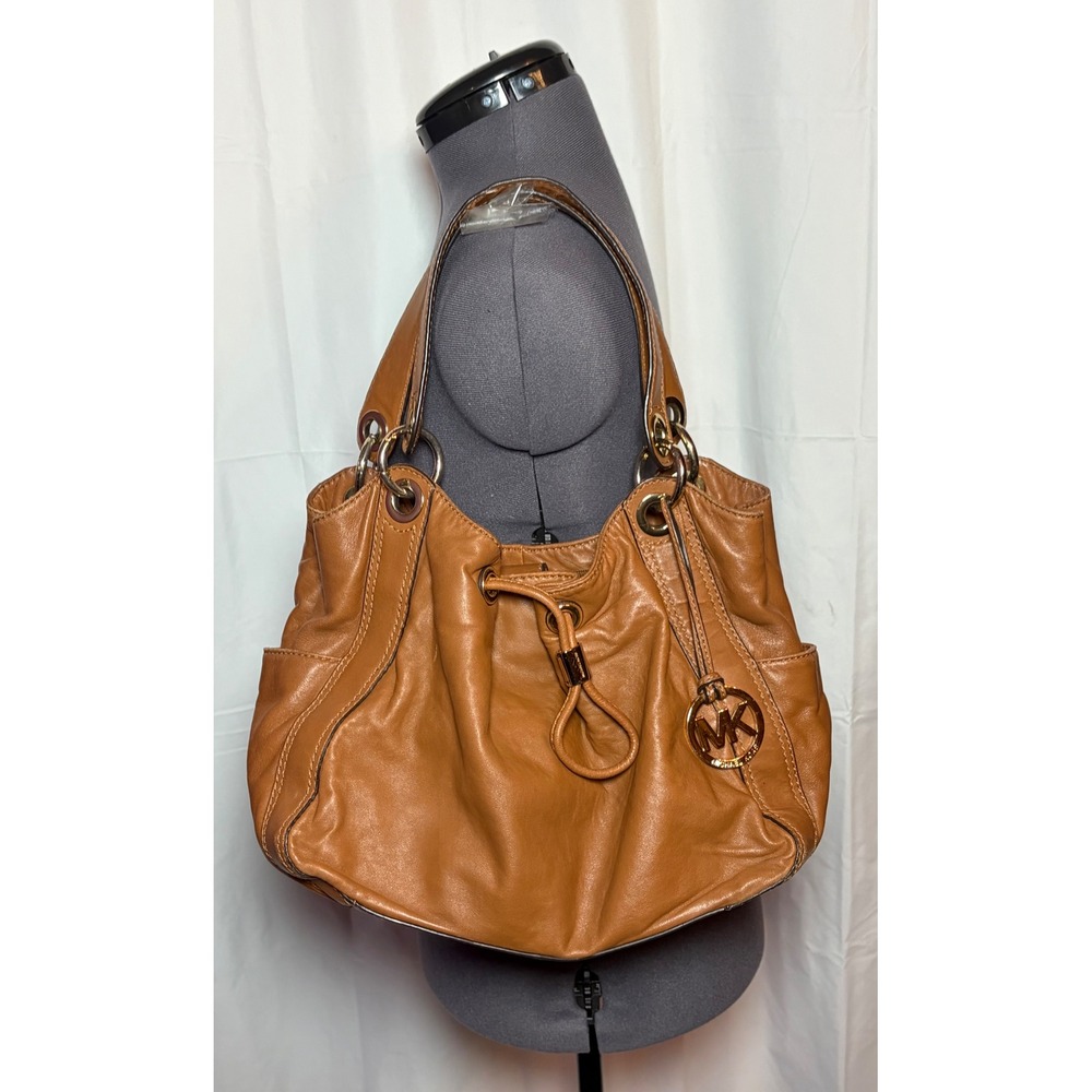 Michael Kors Ludlow Brown Leather Hobo‎ Shoulder Bag Slouchy Tote Handbag